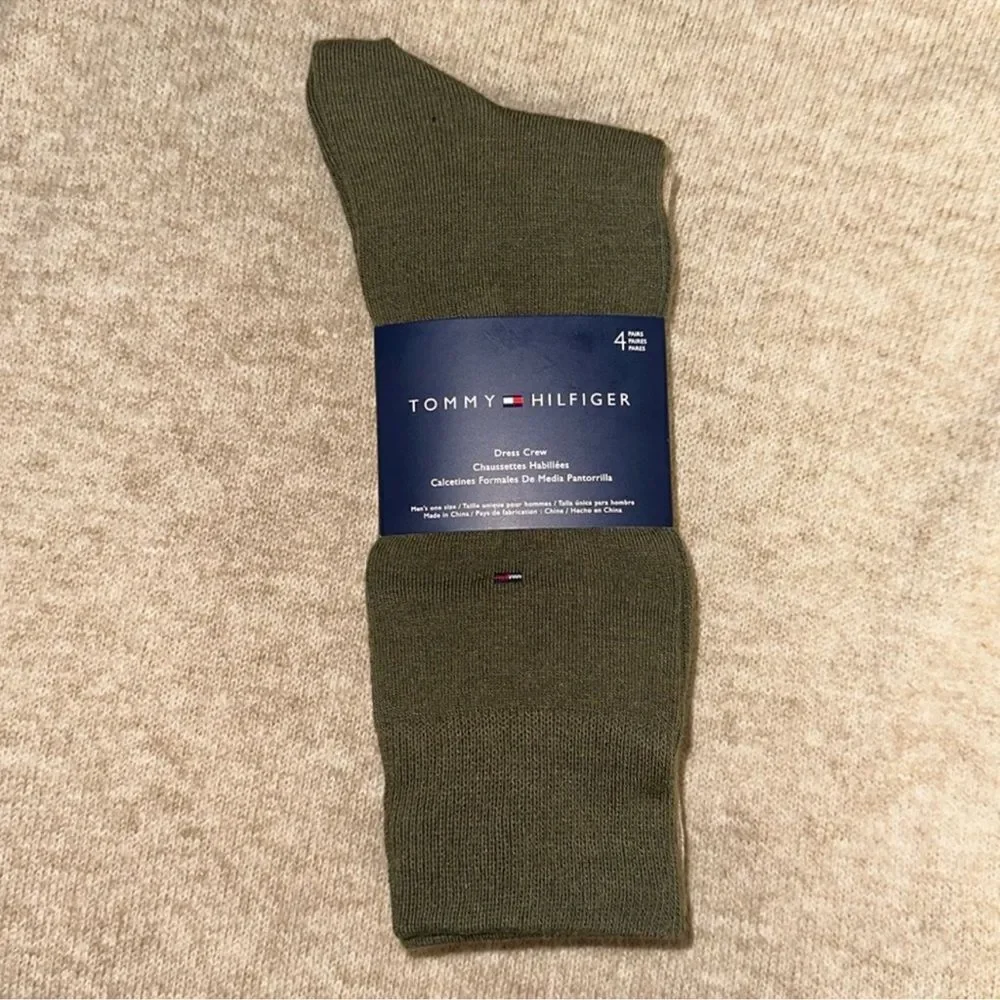 Tommy Hilfiger Shoe Size 7-12 4 Pack Men’s Dress Crew Cotton Blend Socks